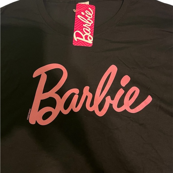 Barbie Black T-Shirt with Pink Logo Large - Picture 1 of 2